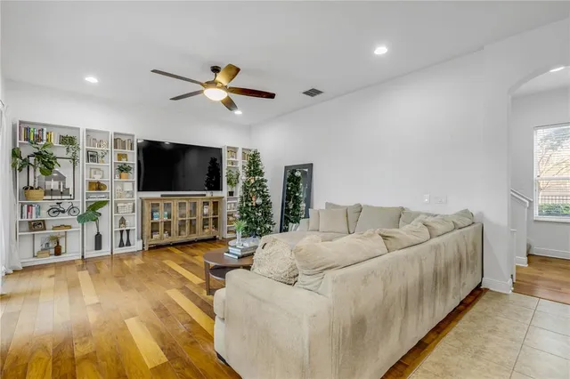 a view of a lake with a terrace