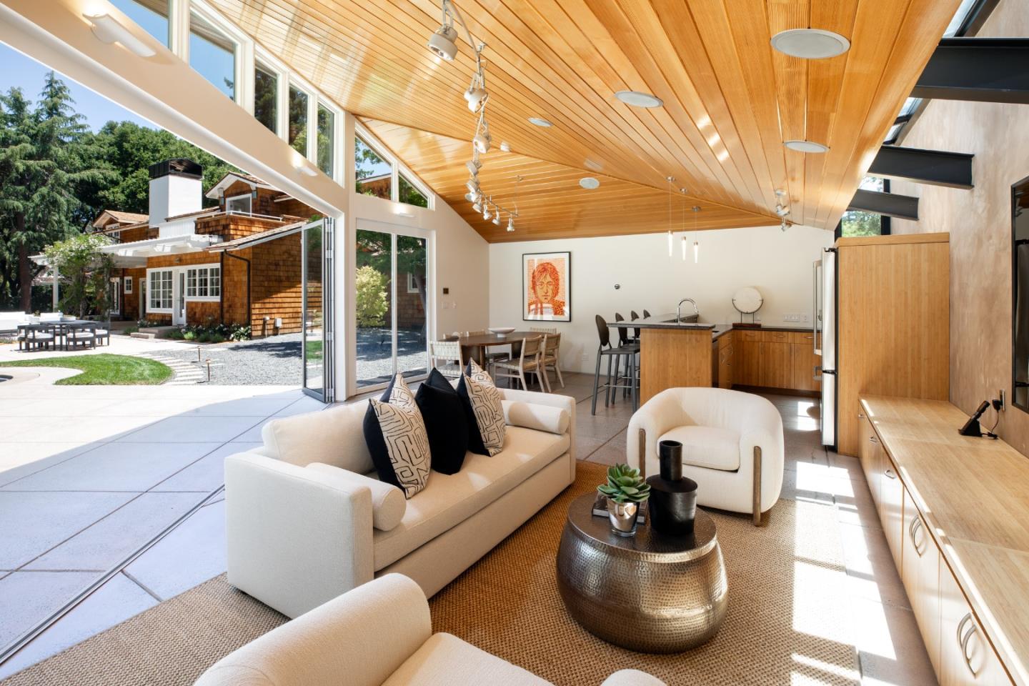 2 Mosswood Way Atherton, CA 94027 - Photo 26 of 38 a view of living room filled with furniture and a floor to ceiling window