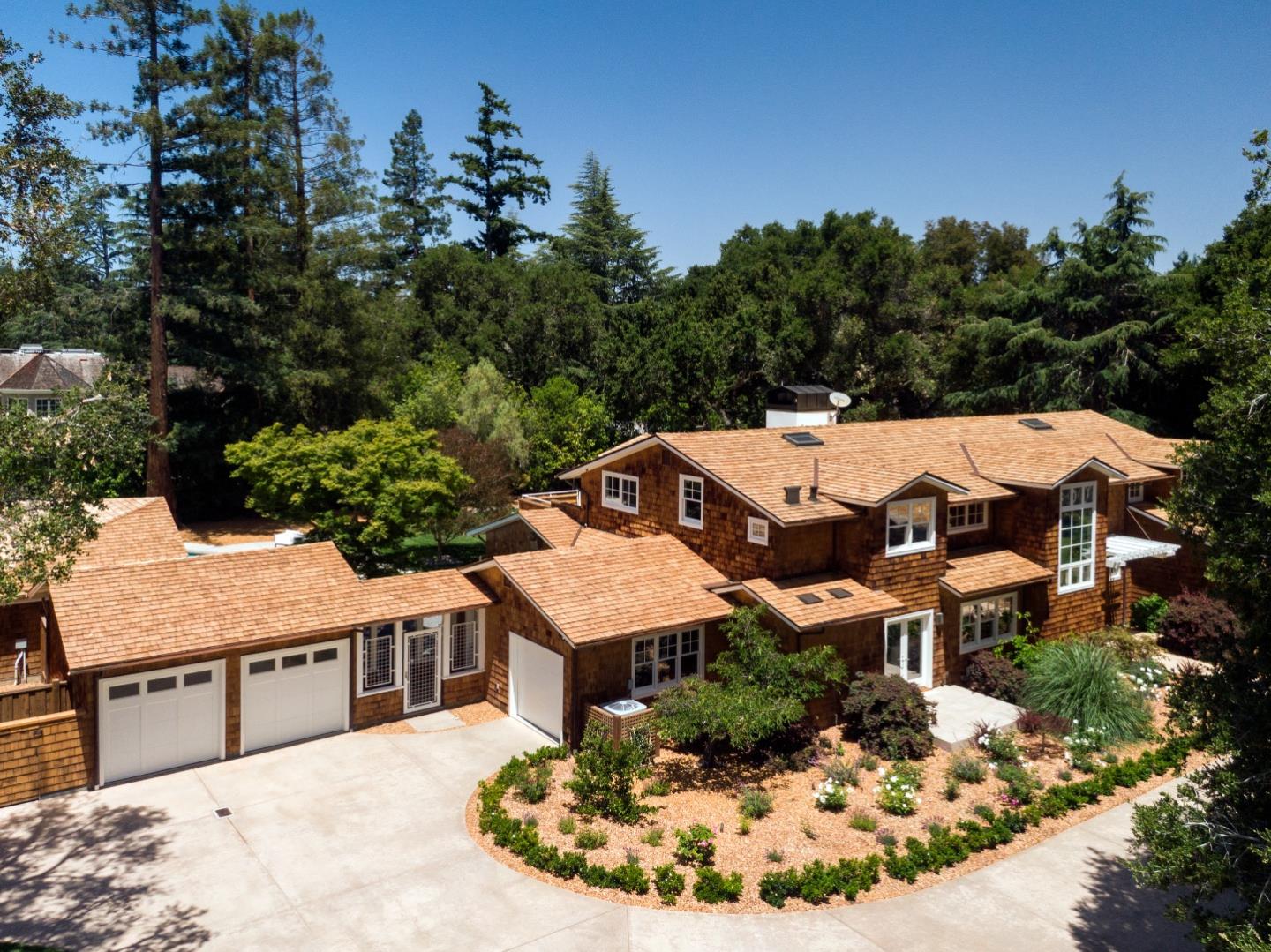 2 Mosswood Way Atherton, CA 94027 - Photo 3 of 38 an aerial view of a house with a yard and lake view