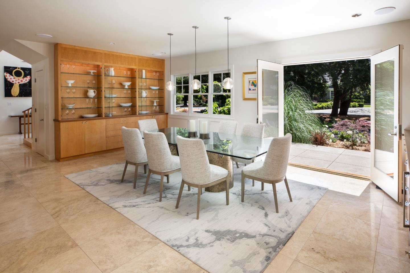 2 Mosswood Way Atherton, CA 94027 - Photo 9 of 38 a dining room with furniture and large windows
