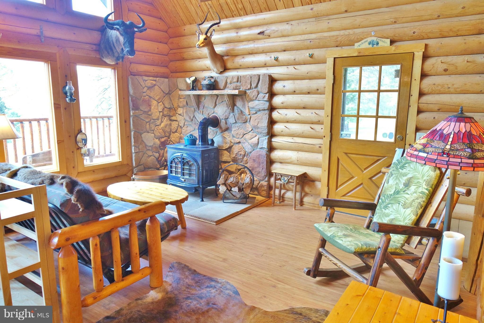 7877 Moreland Gap Road Fort Valley, VA 22652 - Photo 8 of 30 Living Room w/ Vaulted Ceilings, Exposed Log!