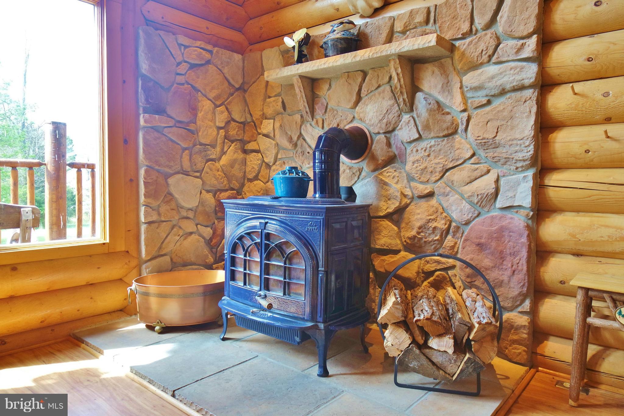 7877 Moreland Gap Road Fort Valley, VA 22652 - Photo 9 of 30 Living Room - Swedish Wood Stove w/ Stone Surround