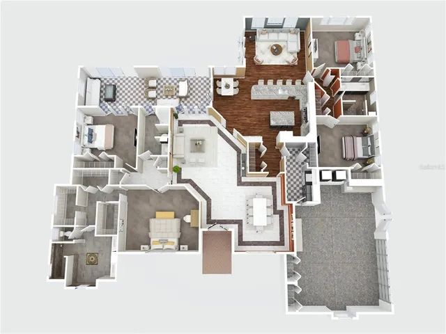 a large kitchen with stainless steel appliances granite countertop a large stove a sink dishwasher and a refrigerator with wooden floor