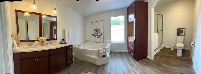 a bathroom with a toilet a sink and mirror