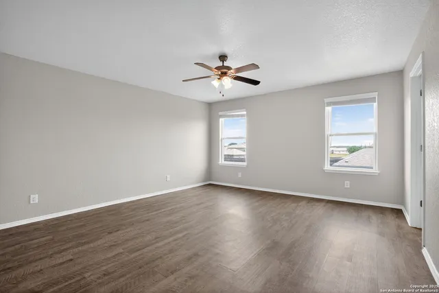 a view of an empty walk in closet