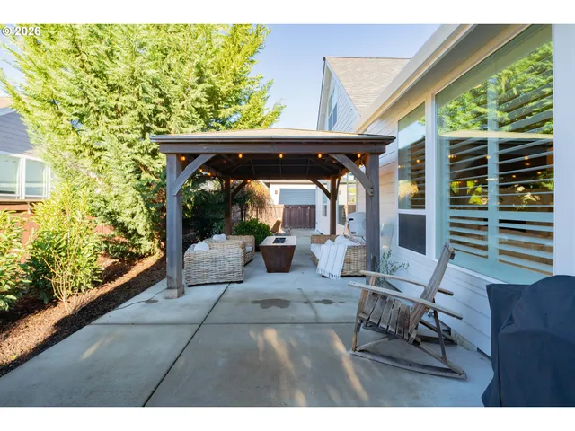 a view of an outdoor space with seating