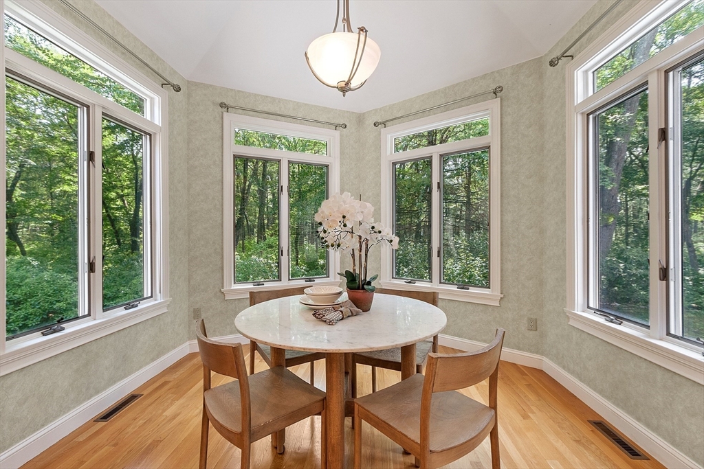 151 Pope Road Acton, MA 01720 - Photo 15 of 34 a dining room with furniture window wooden floor and garden view