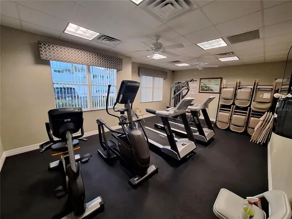 a view of a room with gym equipment