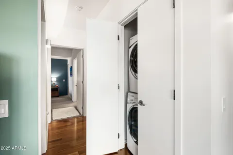 a view of a storage & utility room with washer and dryer