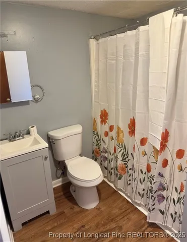 a white toilet sitting next to a shower curtain
