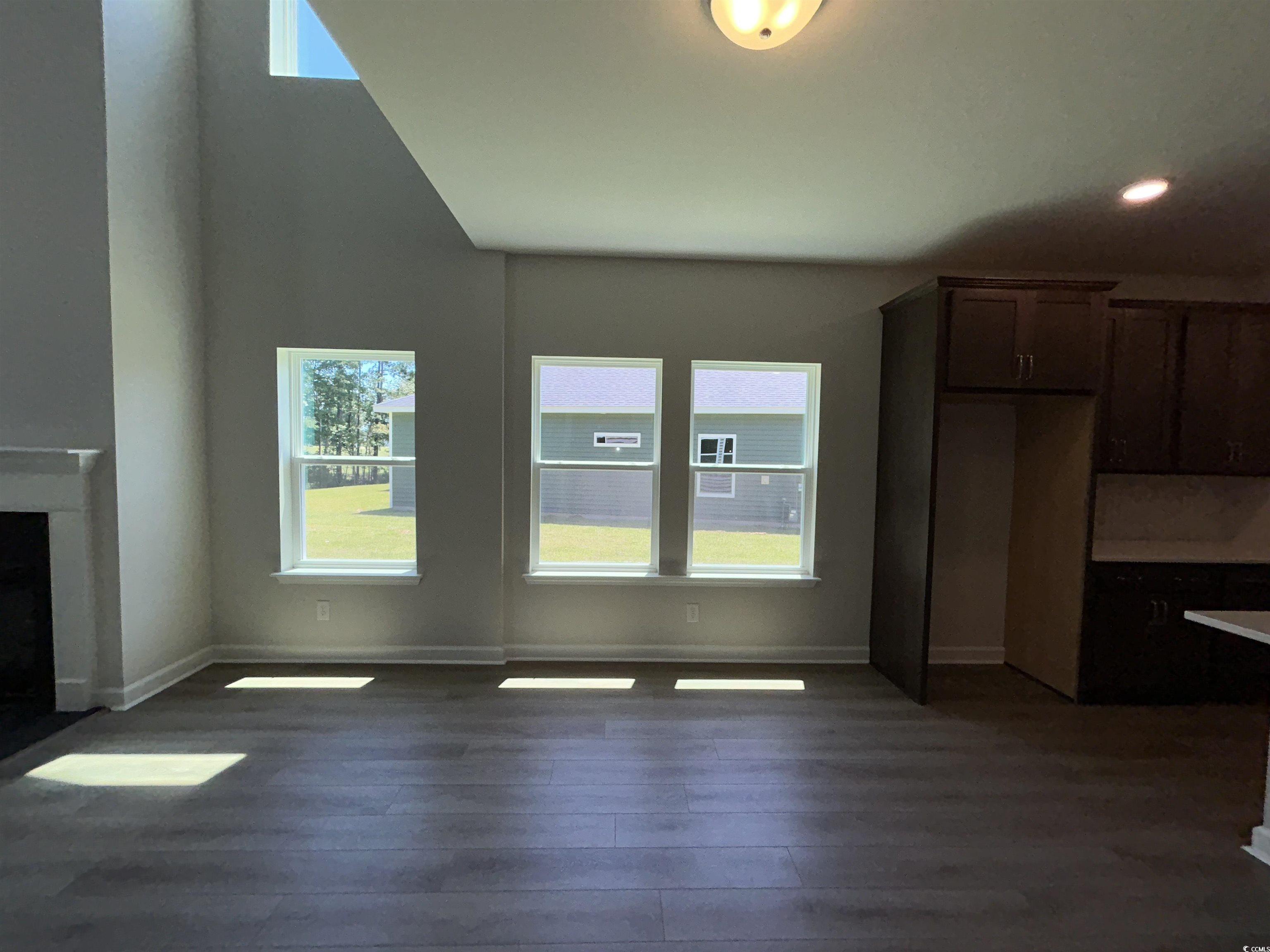 3068 Palma Way Myrtle Beach, SC 29579 - Photo 17 of 30 Kitchen with dark wood-style floors, a fireplace, dark brown cabinets, and recessed lighting