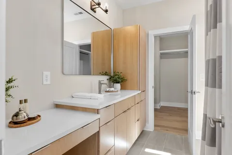 a view of an empty walk in closet