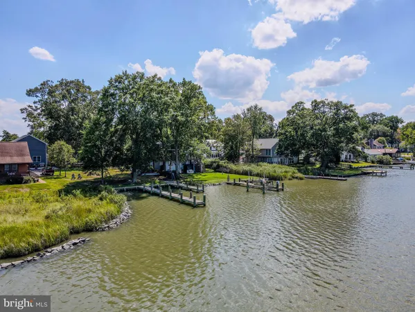 a view of a lake with houses