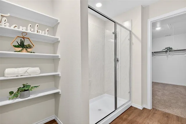 a bathroom with a shower