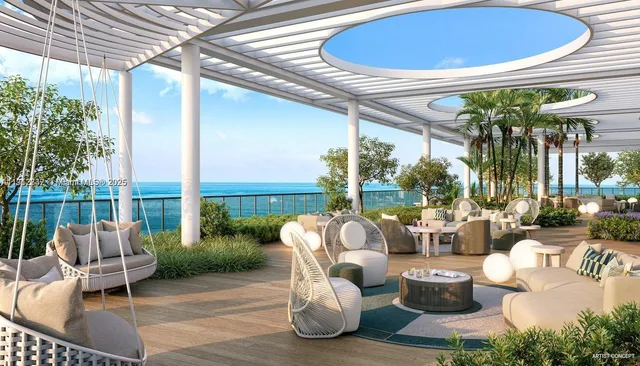 a building outdoor space with patio furniture