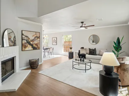 a living room with furniture