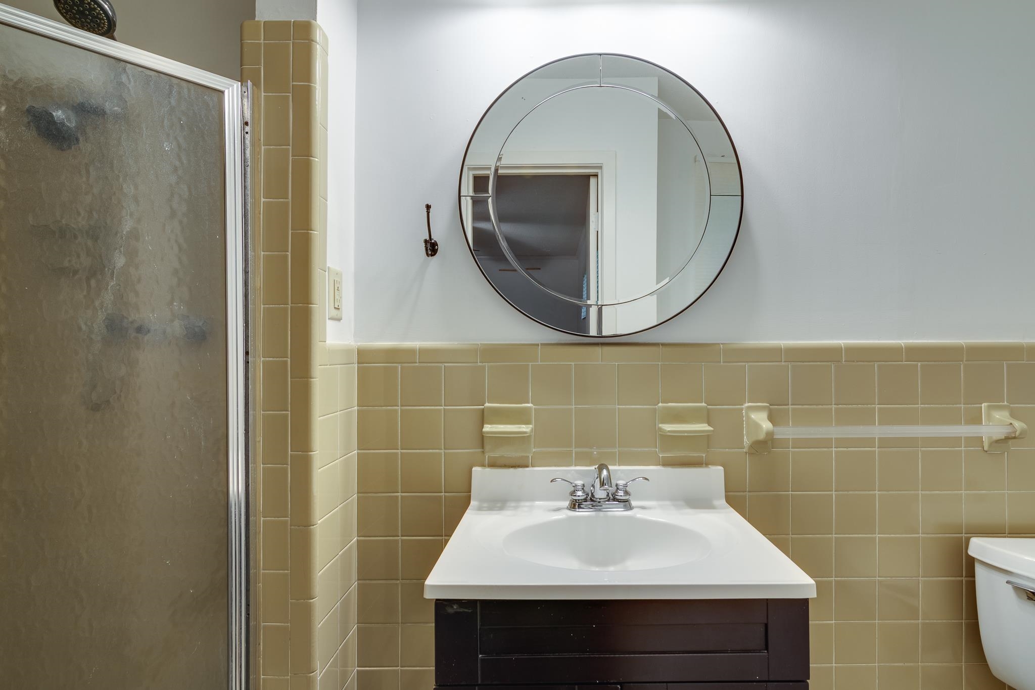 2021 Sunset Road Germantown, TN 38138 - Photo 20 of 26 Bathroom with vanity, tile walls, toilet, and a shower stall