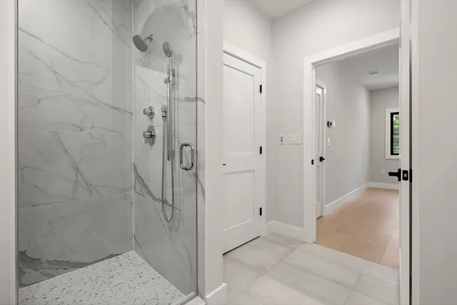 a bathroom with a shower