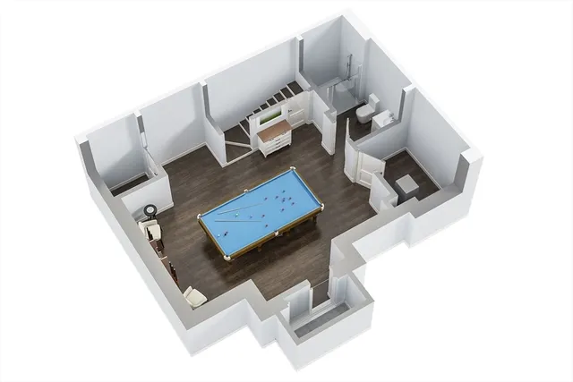 an aerial view of a house