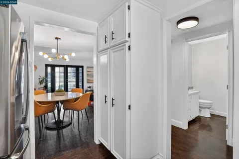 a view of a room with breakfast area
