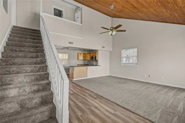 a view of an entryway with staircase