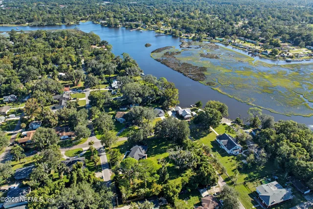 a view of a lake with a city