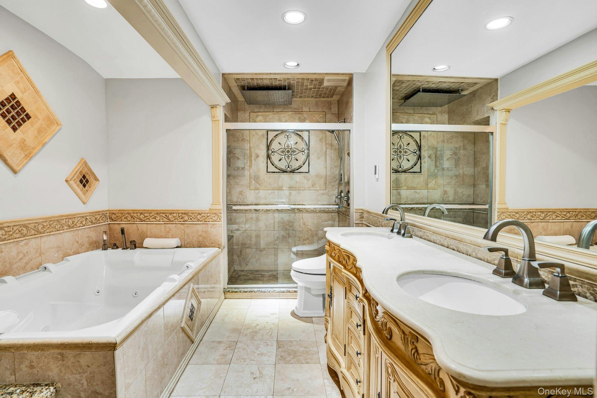 41 Hearthstone Drive Dix Hills, NY 11746 - Photo 32 of 50 a bathroom with a sink a toilet and mirror