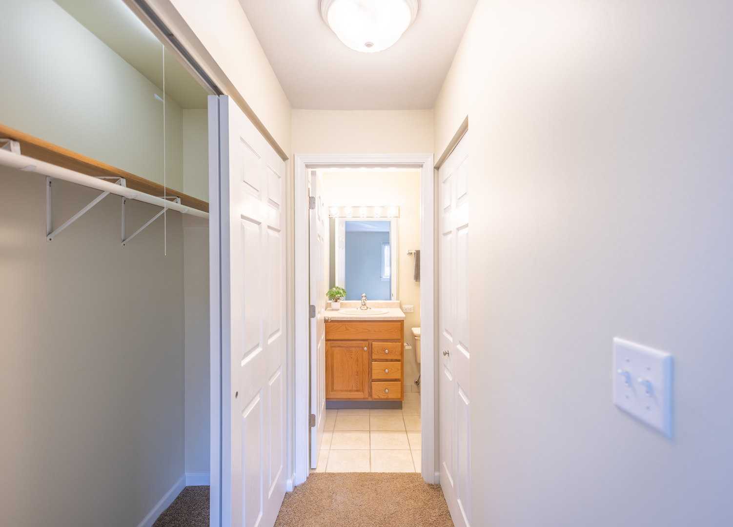 1420 Stonebridge Circle, Unit 5N Wheaton, IL 60189 - Photo 11 of 14 a view of a hallway with wooden floor and a bathroom