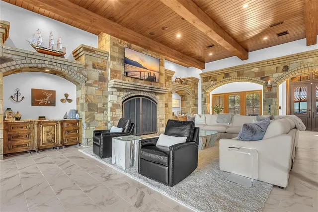 a living room with furniture