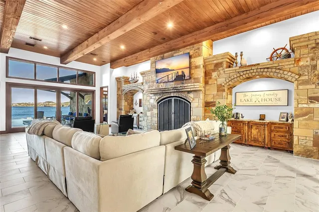 a dining room with furniture wooden floor and a rug