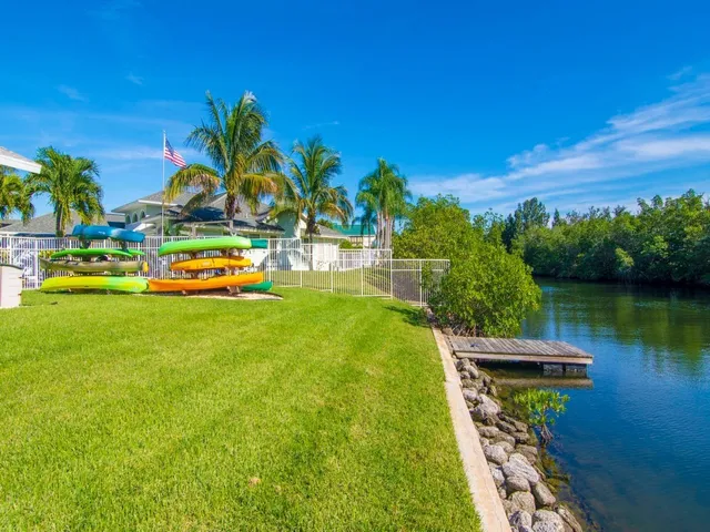 a view of a lake with a park