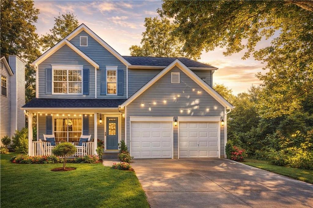 a front view of a house with a yard