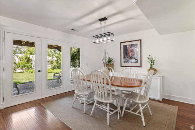 246 West Mount Charm Road Toquerville, UT 84774 - Photo 15 of 70 Dining area featuring dark wood-type flooring and french doors