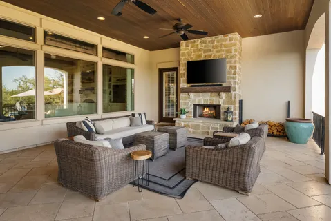 a living room with furniture or outdoor view and a potted plant