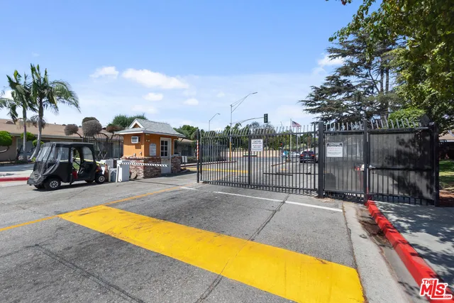 a view of a park with swings