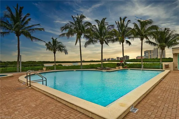 a view of outdoor space with swimming pool