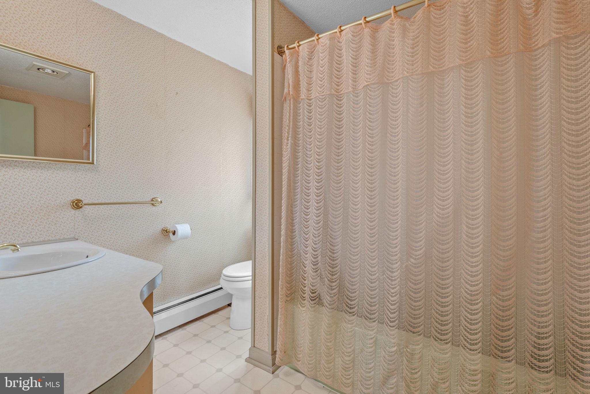 1818 Roxboro Road York, PA 17402 - Photo 30 of 39 a bathroom with a toilet and a shower curtain