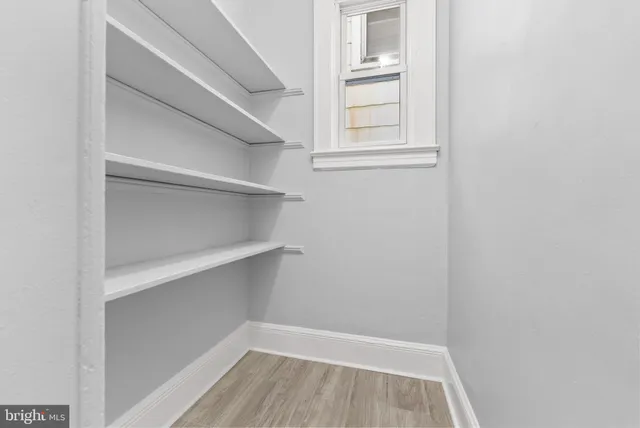 a view of an empty walk in closet