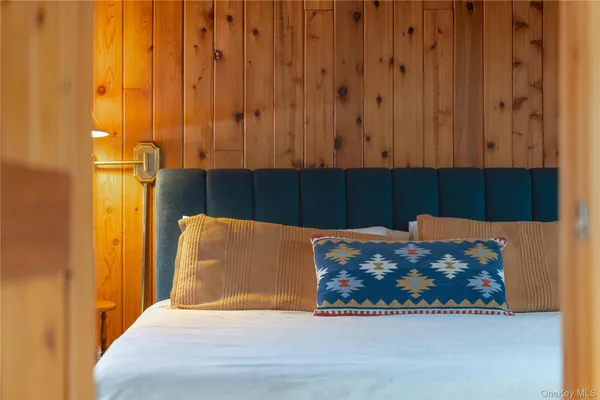 a view of a house with a snow in the background