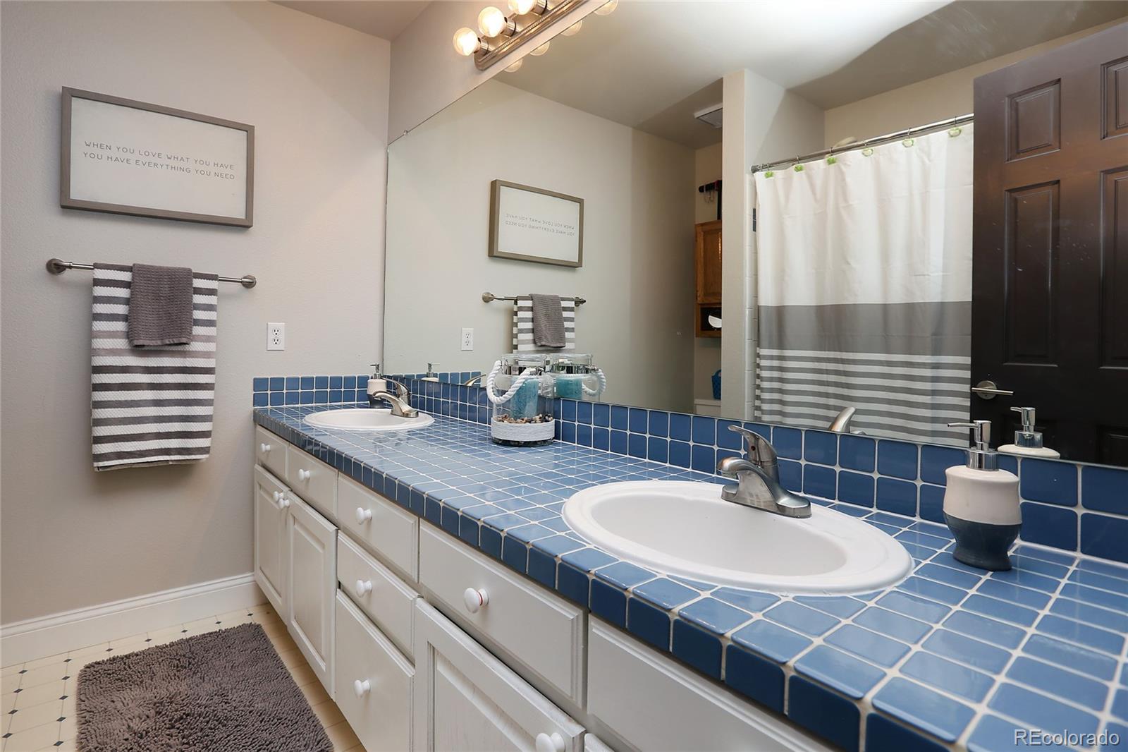 9764 Spring Hill Street Highlands Ranch, CO 80129 - Photo 23 of 32 a bathroom with a granite countertop sink and a mirror