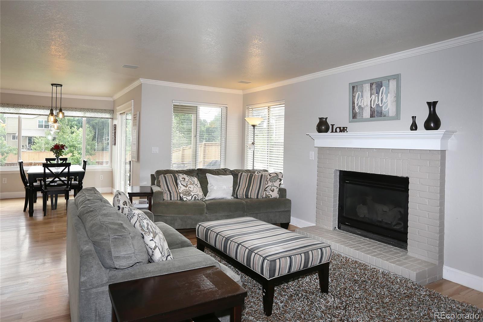 9764 Spring Hill Street Highlands Ranch, CO 80129 - Photo 10 of 32 a living room with furniture and a fireplace