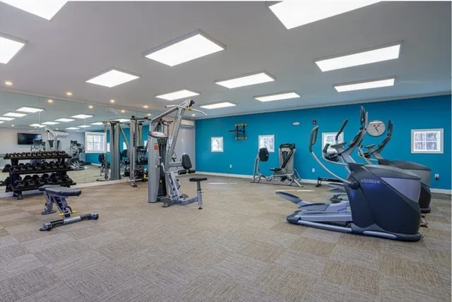 a view of a room with gym equipment
