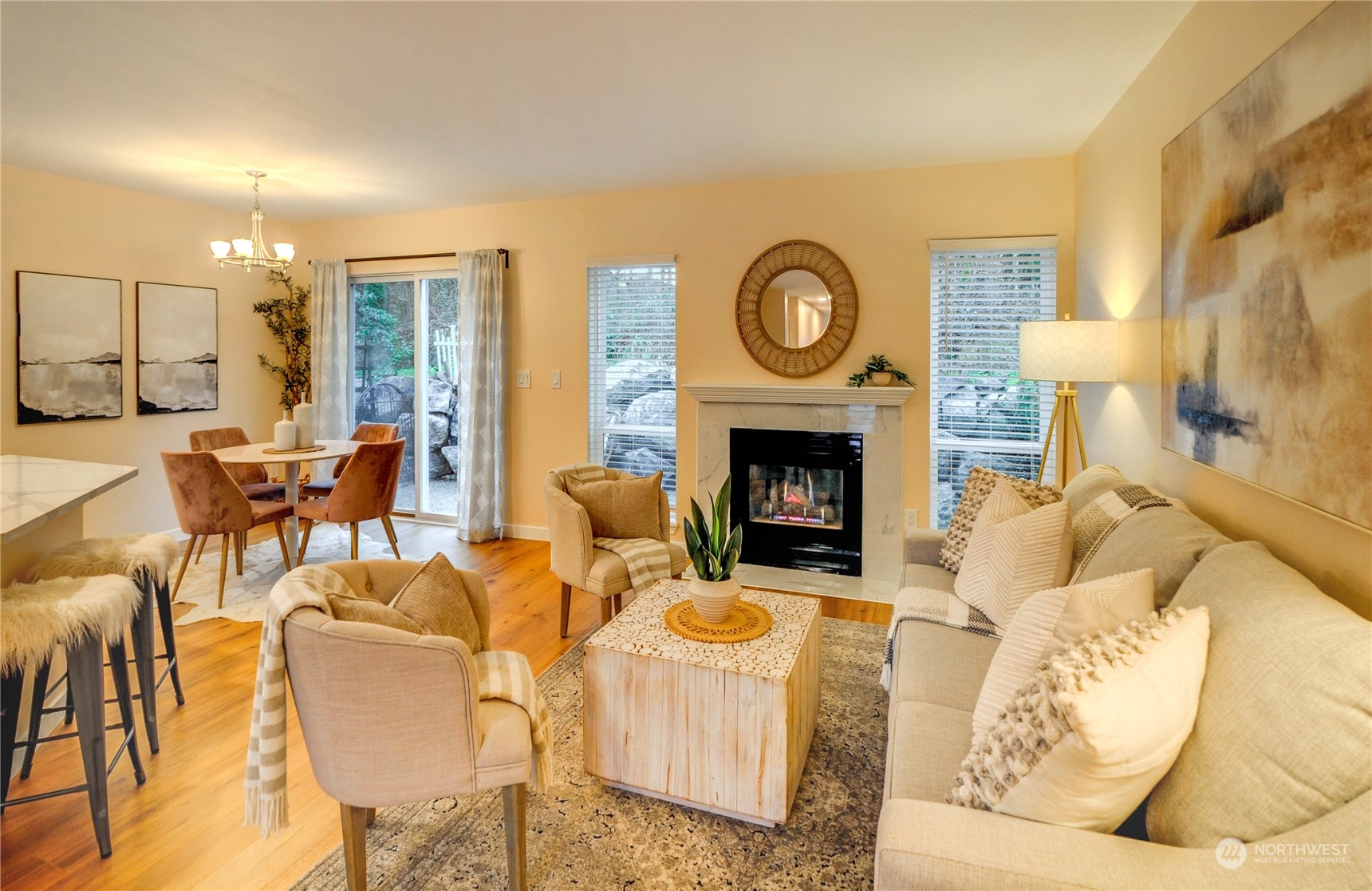 23111 15th Avenue Southeast, Unit E3 Bothell, WA 98021 - Photo 14 of 30 a living room with furniture and a fireplace