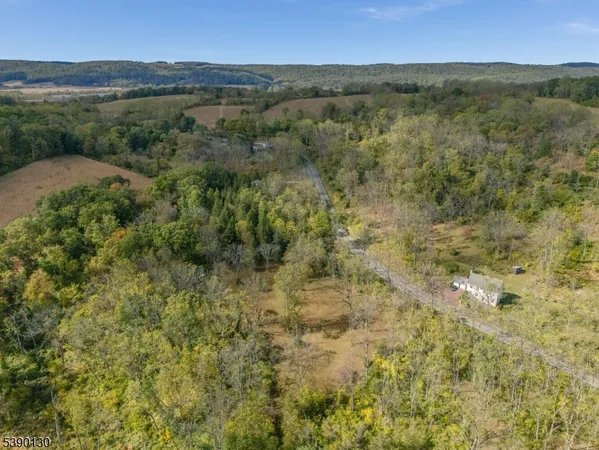 a view of a town with mountains in the background