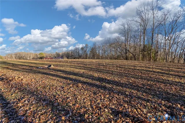 a view of a yard with wooden fence