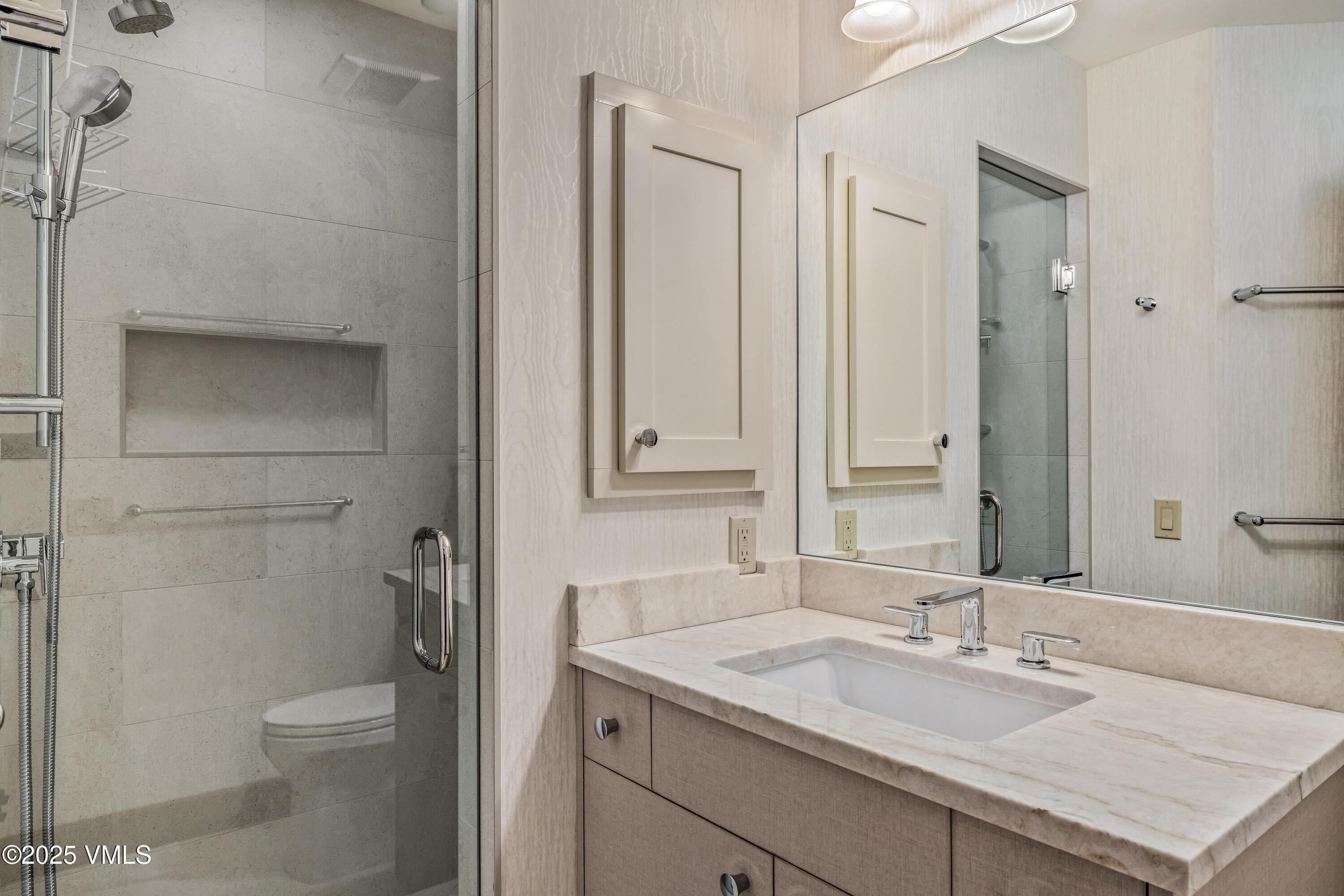 355 Offerson Road, Unit P4 Beaver Creek, CO 81620 - Photo 23 of 43 a bathroom with a granite countertop sink toilet and shower