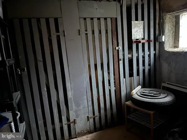 a view of a bathroom with a sink and stairs