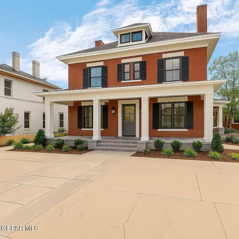 front view of a brick house