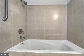 a bathroom with a bathtub