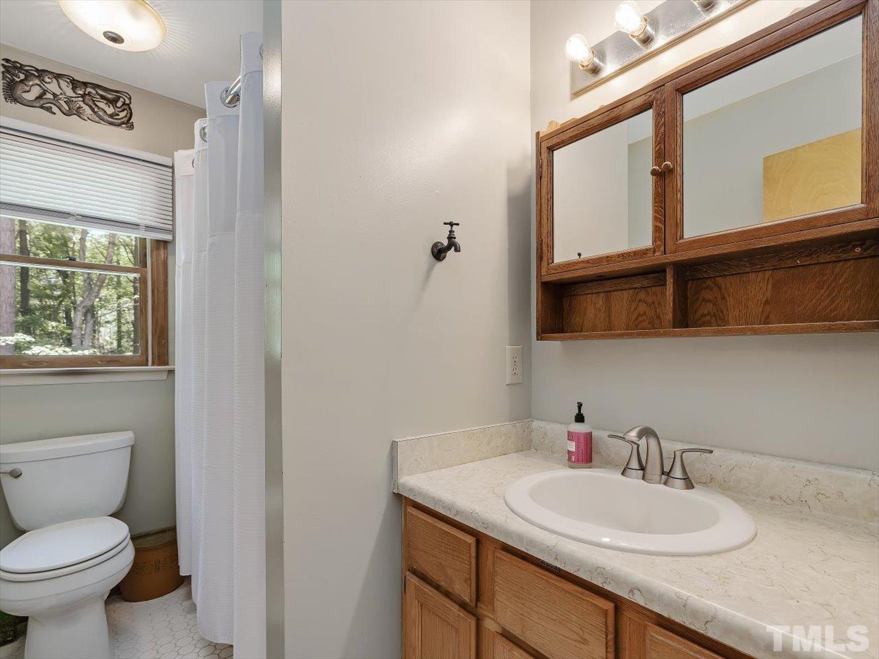 261 Ridge View Pittsboro, NC 27312 - Photo 21 of 57 a bathroom with a granite countertop toilet sink and mirror